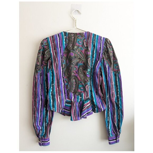 21 - Vintage Paisley Striped Western Button down - Picture 2 of 9